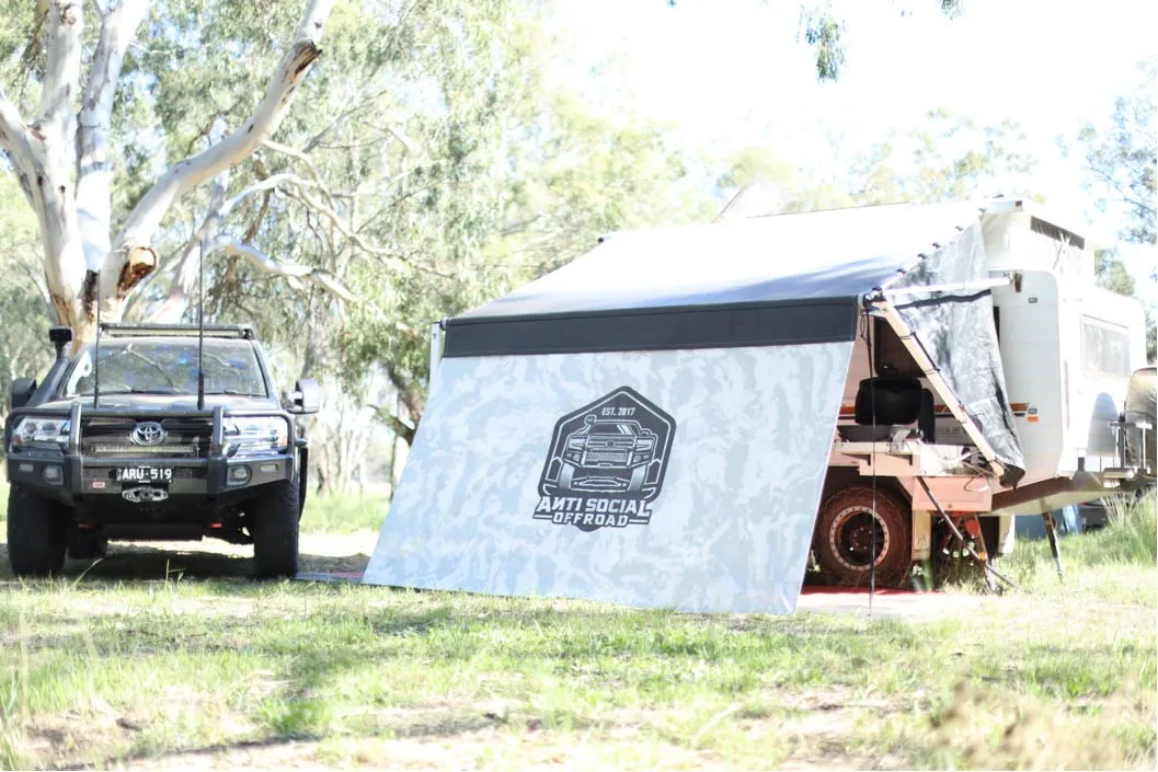 Custom logo screen fitted to a camper